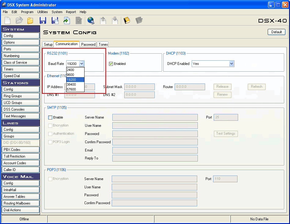 NEC DSX 80. PBX Data Logger. SMDR/CDR data format and connection settings